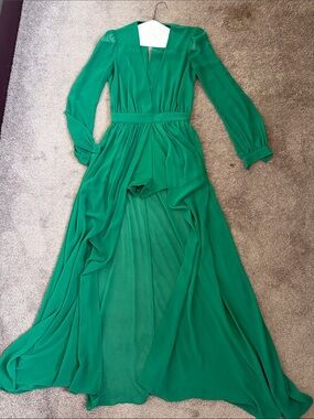 bebe green long dress Lace-Up Back Midi Dress Emerald
